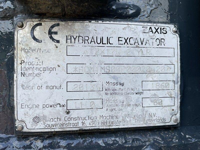 Mini-Pelle Hitachi ZX 17U-2 – 2013 – 1,8T