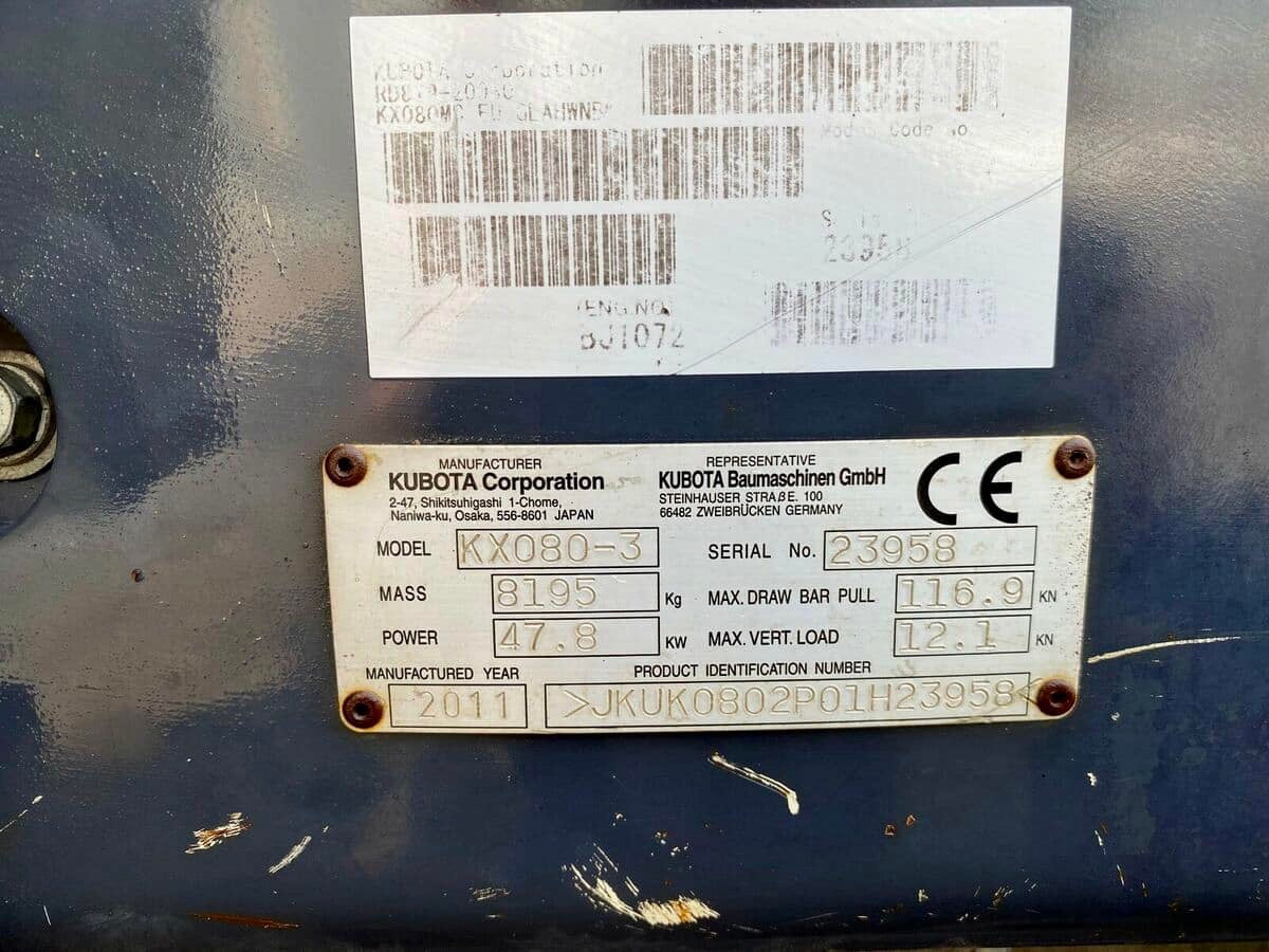Mini-Pelle Kubota KX080-3 – 2012 – 8,2T